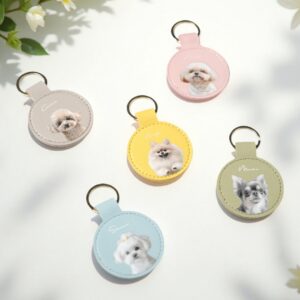 うちの子 レザーキーホルダー｜オーダーメイド 写真・お名前入り バッグチャーム 全5色